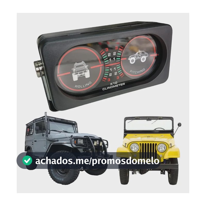 Inclinometro Painel 4x4 Off Road Jeep Willys Troller Toyota Preto