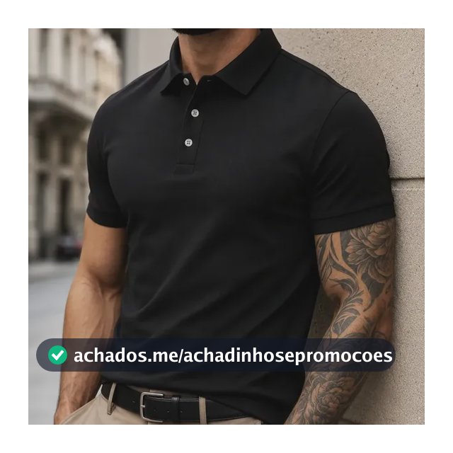 Camisa Polo Masculina Piquet Slim Manga Curta Preto P