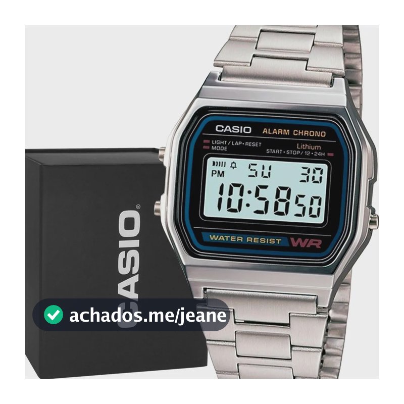 Relógio Casio Prata Vintage Digital Original Prova D'água Prateado Prata Preto