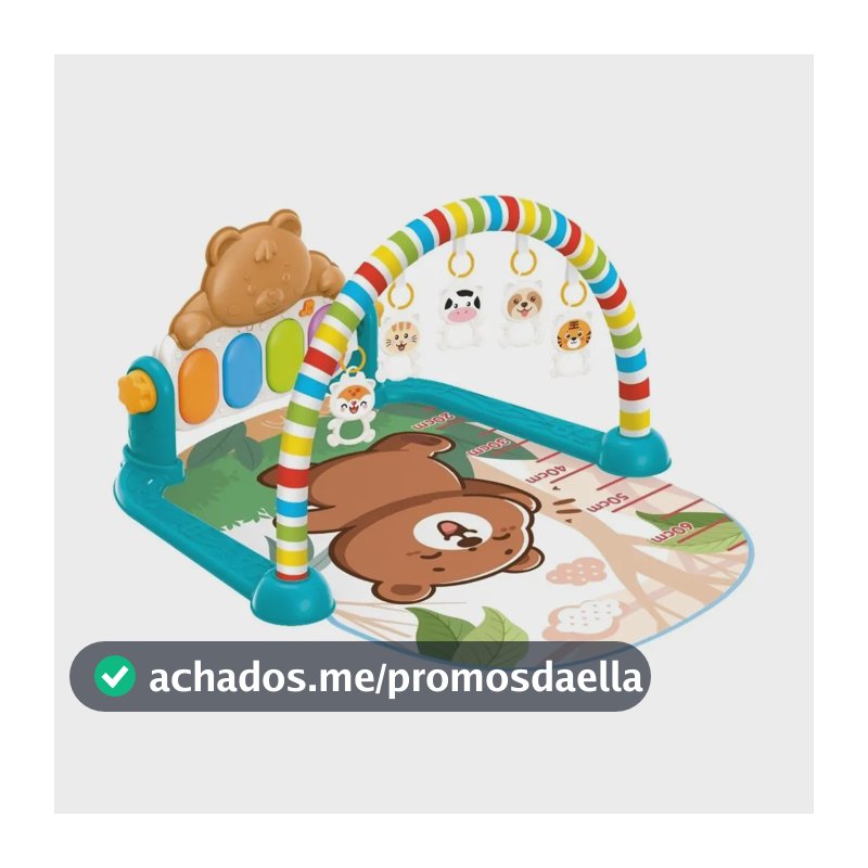 Tapete De Atividades Bebê Piano Musical com 5 Brinquedos Interativos Happy Maxi Baby - Verde