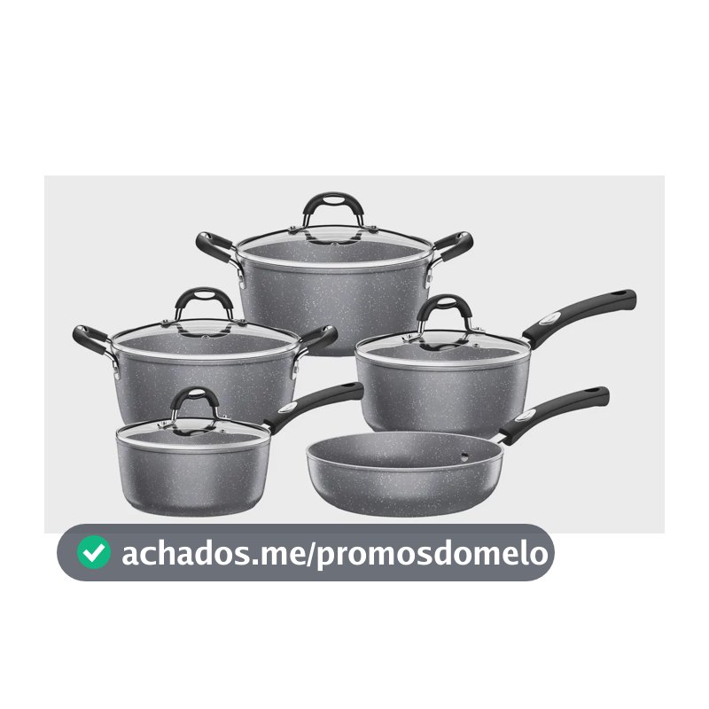Jogo Panelas Tramontina Mônaco Antiaderente Cinza 5 Pçs