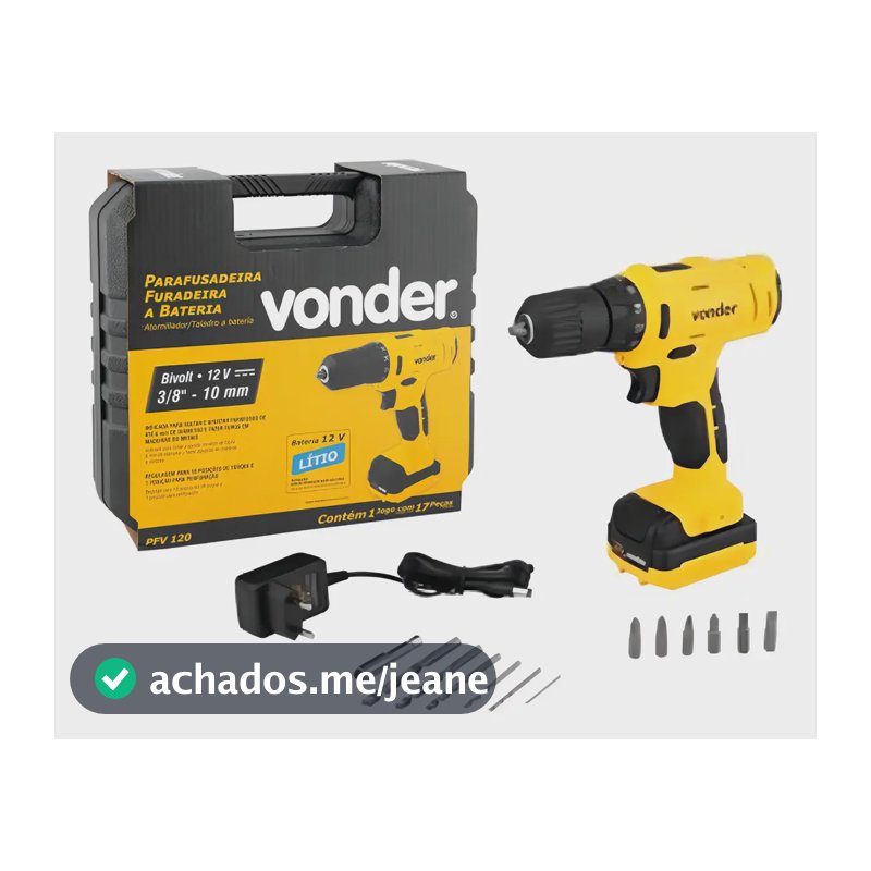 Parafusadeira Furadeira a Bateria Vonder 3/8" 12 V PFV 120 60.01.100.120
