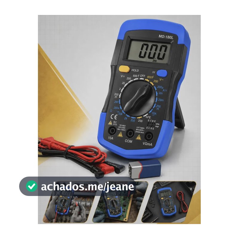 Multímetro Digital Profissional Lcd Iluminado Portátil Multifunções Ac Dc Bip Com Bateria