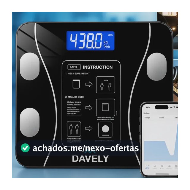 Balança Digital Bioimpedância Bluetooth Corporal Aparelho Alta Capacidade Balança De Banheiro Academia App Para Android E Para Ios Cor Preto Marca Davely