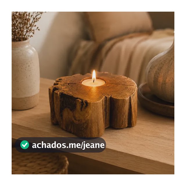 Castiçal Madeira De Café Vela Rechaud Café Art Decorativo Ocre