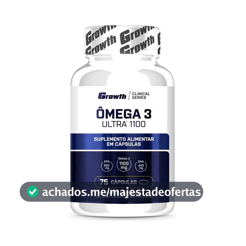 Ômega 3 Ultra 1100 Óleo De Peixe 75 Softgel Growth Sem Sabor