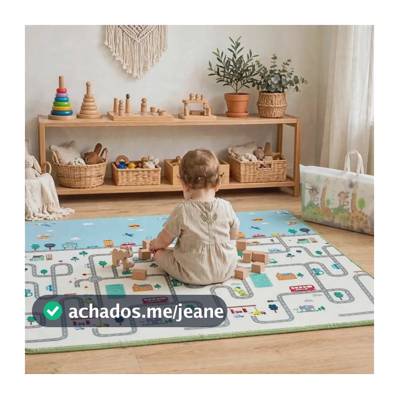 Tapete Tatame Infantil Emborrachado Dobrável Dupla Face Bebe