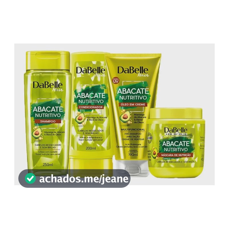 Kit Dabelle Abacate Nutrição Shampoo Cond Creme Máscara