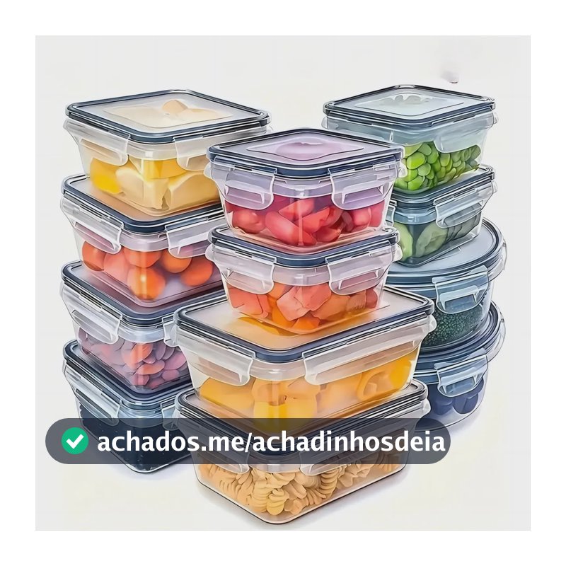 Kit 12 Potes Herméticos Dapon Em Plástico Com Trava Incolor Transparente