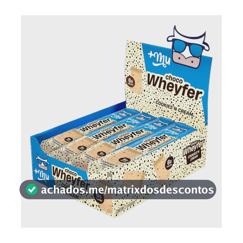 Whey protein +Mu Chocowheyfer Cookies em barra de cereais sabor Biscoitos x 25g 12 un