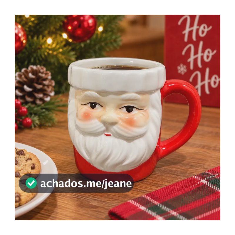 Caneca Papai Noel 3d 330ml Cerâmica Natalina Presente Natal Vermelho Papai Noel