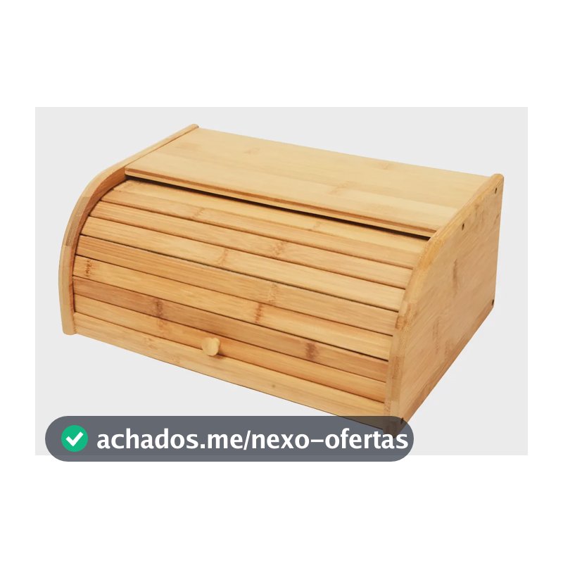 Porta Pão Bambu Com Tampa Retrátil Cor Bege Liso Casa Laura Enxovais