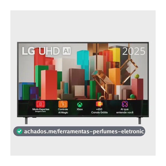 Smart TV Profissional 4K 43" LG UHD 43AU801 Processador α7 AI Ger8 Super Upscaling Google Cast Alexa Integrado Controle AI Smart Magic WebOS 25