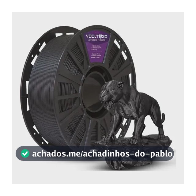 Filamento Pla Preto Velvet Aveludado 1kg Para Decoração Impressão Voolt3D