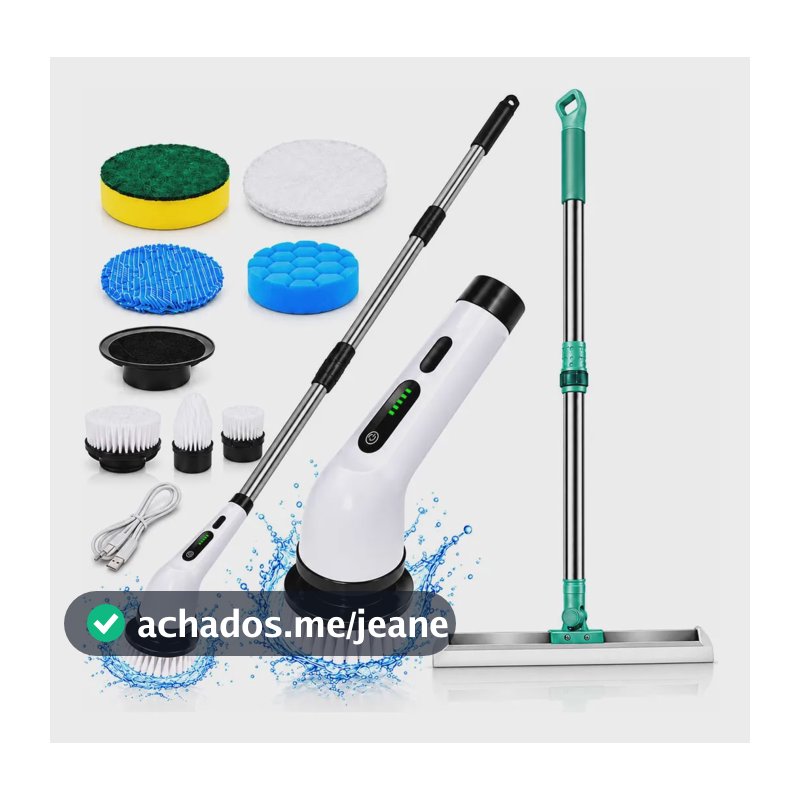 Kit2 Escova Elétrica De Limpeza + Rodo De Silicone Multiuso Kit 2 Peças