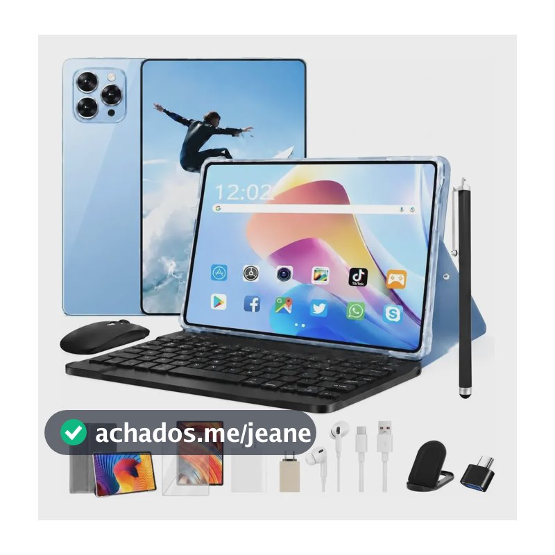 Tablet Android 15 4g 16gb 512gb Com Teclado Lilás Azul