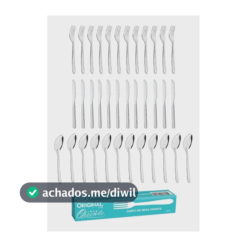 Jogo de Talheres Line Aço Inox 36 Peças Prateado