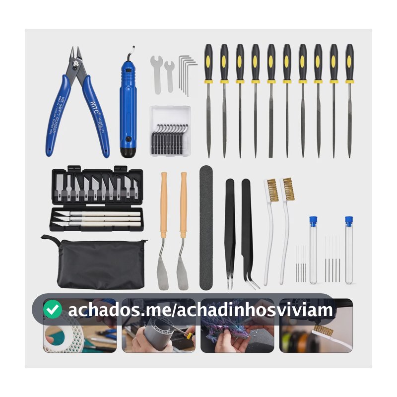 Kit 59 Peças Ferramentas Impressão 3d Alicate Acabamento Preto