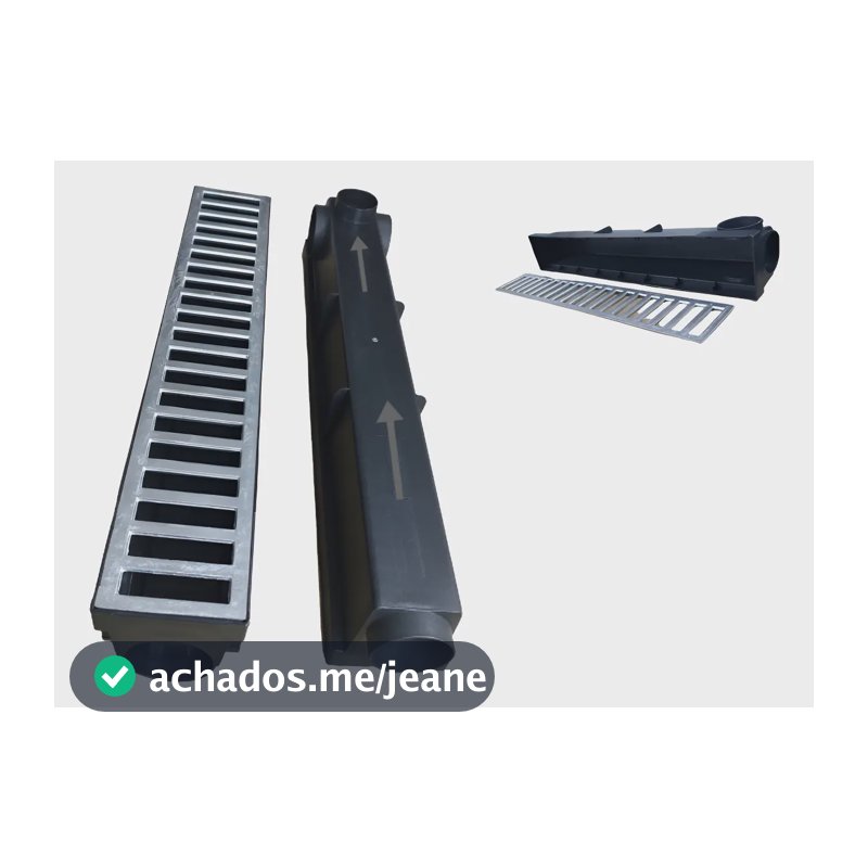 Ralo Linear 10x100cm com Coletor Piscina/Área Externa ( 2 peças 8x50cm )