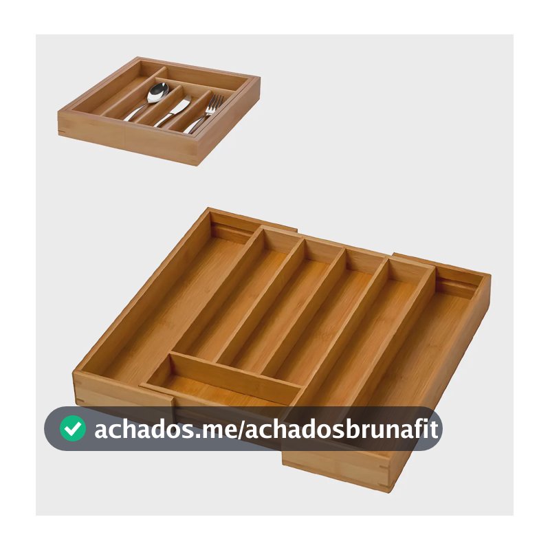 Porta Talher Extensível Organizador Bambu 7 Divisórias Facas