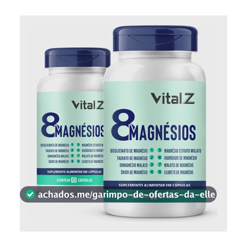 Kit 2x 8 Magnésios Bisglicinato Taurato Citrato Malato Neutro