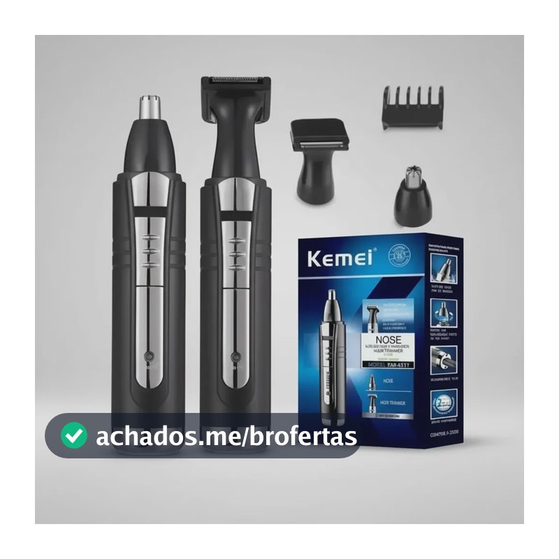 Aparador de Pelos Kemei KM-6511 Nariz Orelhas Sem Fio Preto