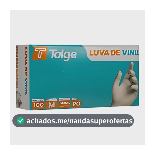 Luva Descartável Vinil Sem Pó Talge Tamanho M 1000 Unidades