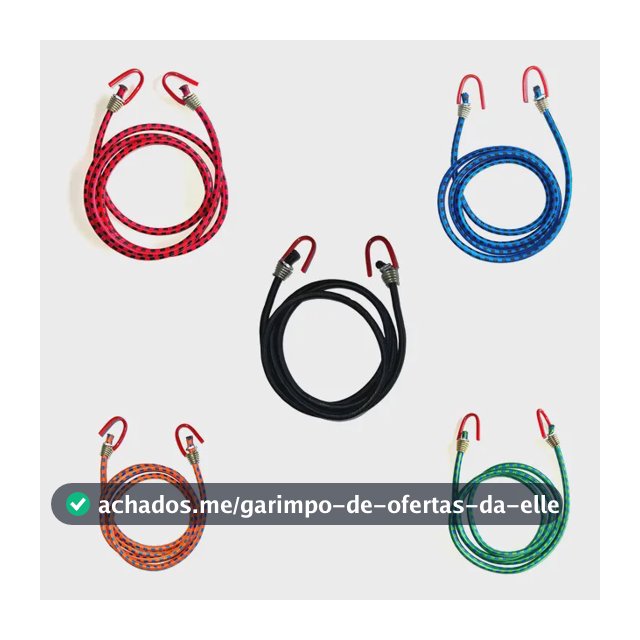Corda Elástica 2m Bagageiro Gancho Arame Kit 5un Coloridas