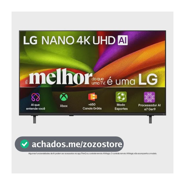 General F28 Smart TV 4K 55" LG NANO UHD AI NU850 2026 Processador α7 Ger9 HDR10 Xbox Bluetooth Wi-Fi AI Search Google Gemini webOS 26 - 55NU850BPSA