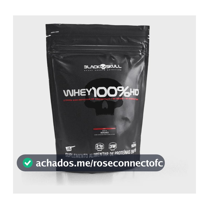 Proteína Black Skull Whey 100% HD em pó sabor Morango x 900g