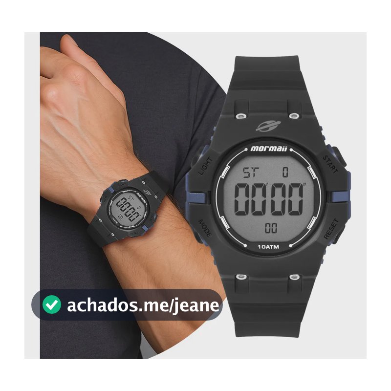 Relógio Masculino Digital Preto E Azul Prova D Água Mormaii
