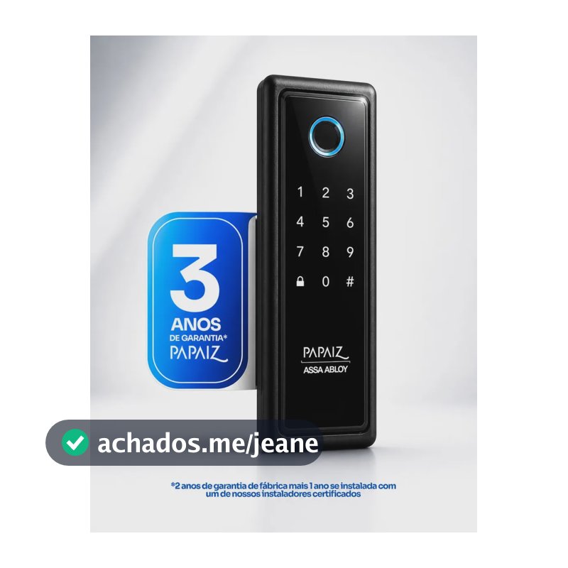 Fechadura Digital Biométrica Papaiz SL140 B | Senha Biometria Sobrepor 50 Usuários Fechamento Automático Fácil Instalação