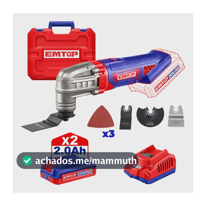 Multiferramenta Oscilante Emtop 20v Kit Completo 20000 Rpm