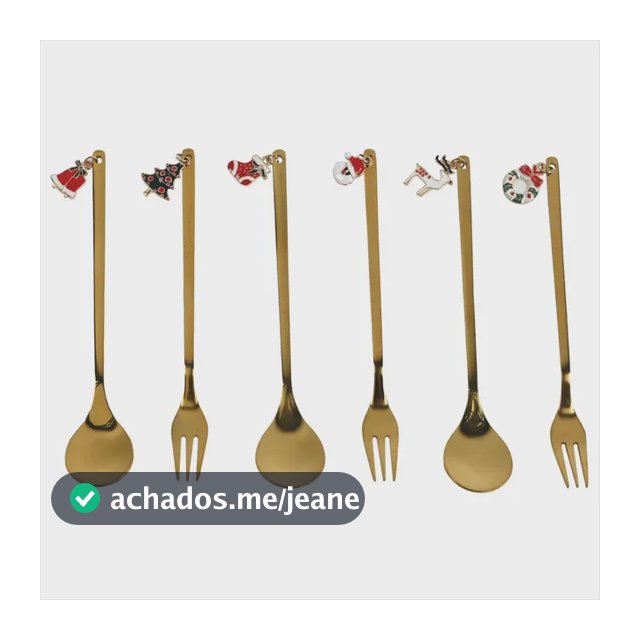 Jogo Talher Natalino Inox Sobremesa Colher Garfo 6 Unidades