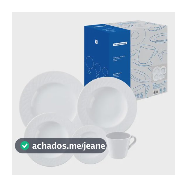 Aparelho de Jantar Ingrid em Porcelana 20 Peças Cor Branco Tramontina