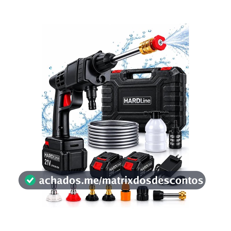Lavadora Alta Pressão Portátil Recarregável Sem Fio Bivolt Hardline