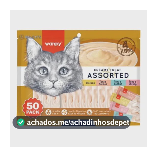 Petisco Gatos Wanpy Truly Creamy Sabor Sortido Com 50un