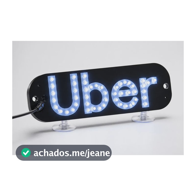 Placa Motorista Aplicativo Ventosa Led Uber Motorista Branco
