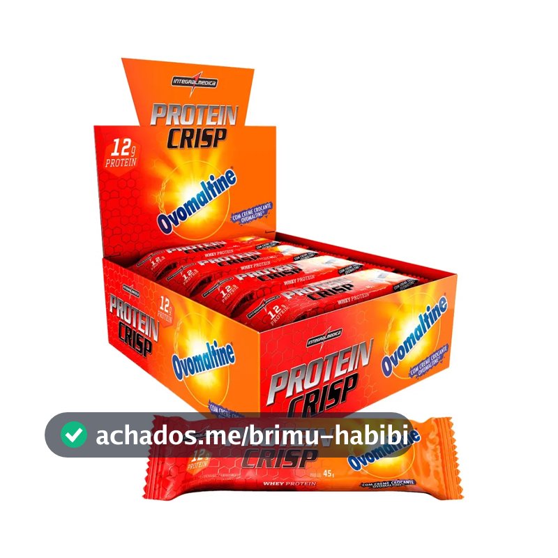 Barra de Proteína Integralmédica Crisp Bar sabor Ovomaltine x 45g de 12 un