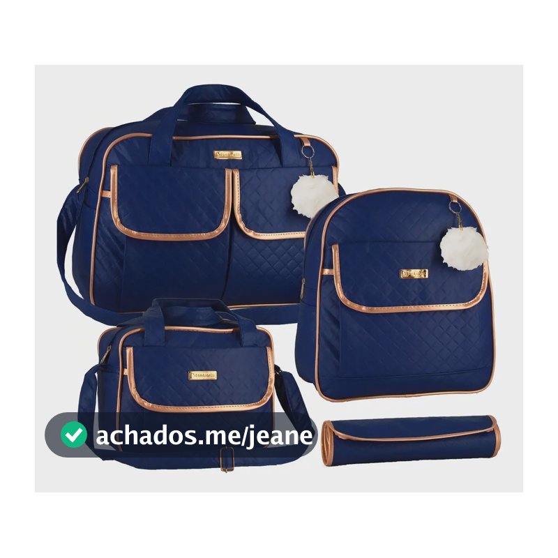 Kit Bolsa Maternidade Azul-marinho com Mochila e Trocador Bambinelli