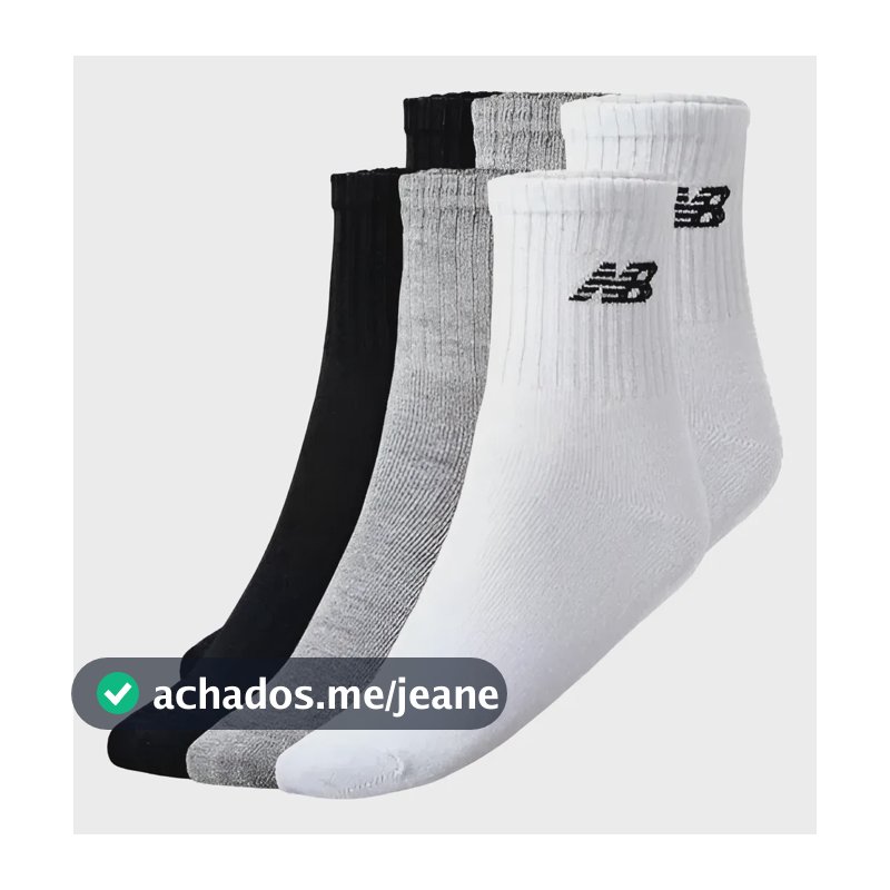 Kit 3 Pares Meias New Balance Cano Longo Unissex Original Mix 39-43