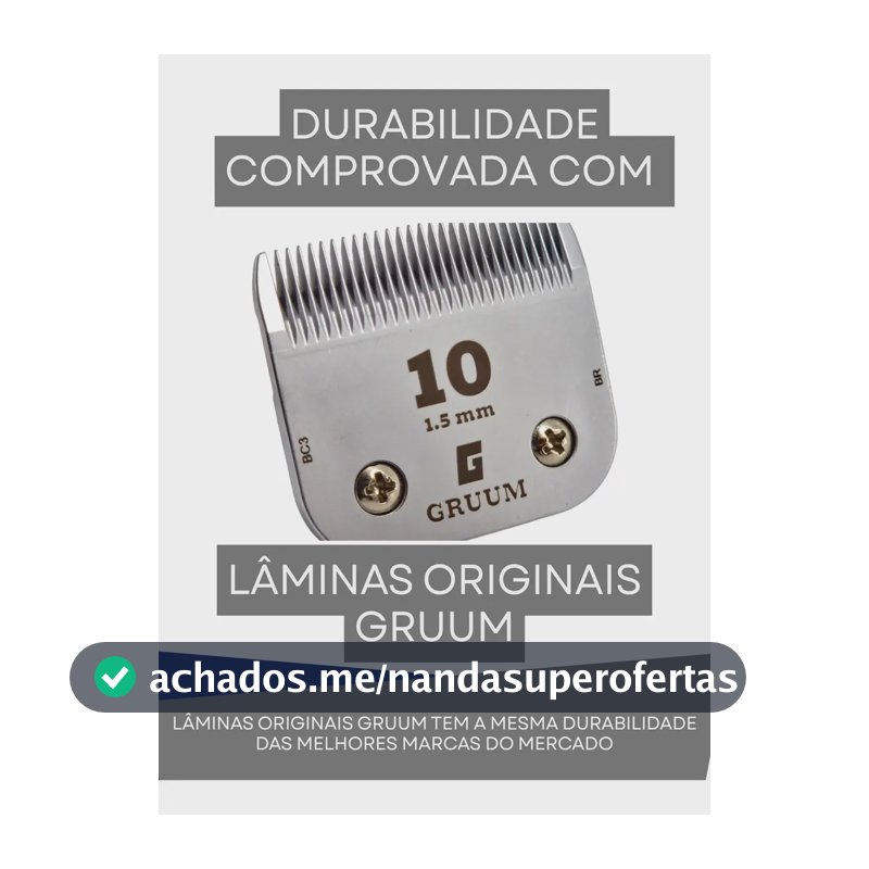 Lâmina de Tosa 10 1,5mm Gruum compatível com Máquina de Tosa Andis AGC2 Oster A6 Wahl KM10 KM5 KM2 Romeo Propetz Pluma Precisionedge ARC2 - Tosa Higiênica Lamina 10 Lamina Andis 10 Lamina 10 Andis