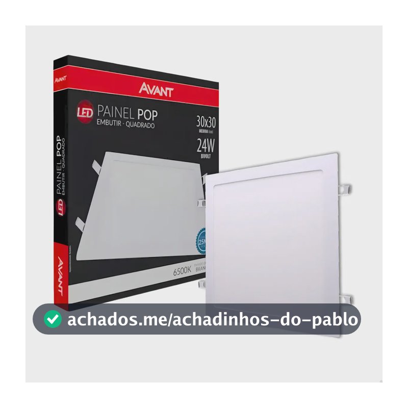 Painel Plafon Led 24w Quadrado Embutir Branco Frio 29x29
