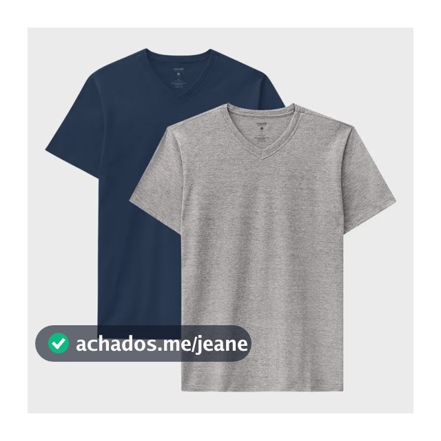 Kit 2 Camiseta Gola V Masculina Malwee 100% Algodão