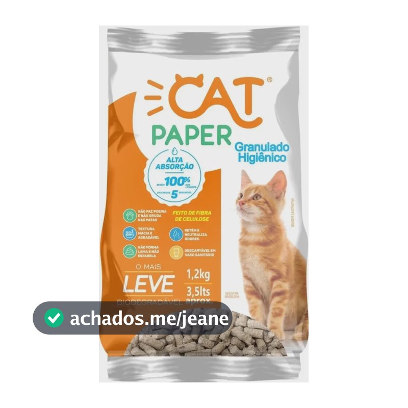 Granulado Higiênico P/ Gatos Natural Celulose Biodegradável