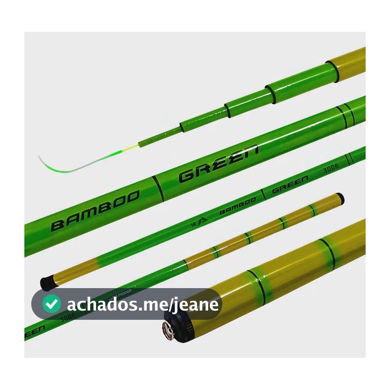 Vara Telescopica Green Bamboo 5,00 Mts Verde Jaú Pesca