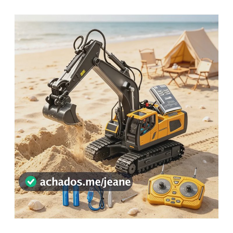 Brastoy Escavadeira De Controle Remoto Veículos De Construção Rc Amarelo -2.4Ghz Sem Fio 4 Canais Recarregável Luz E Som Modelo Realista Rotação 360 Graus Brinquedo Infantil Meninos Presente Aniversár