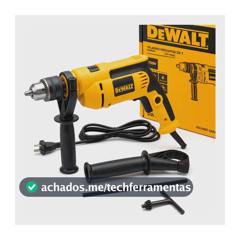 Furadeira Impacto Dewalt Dwd502b2 750w 13mm 220v +  Kit Preto 220v 50/60 Hz