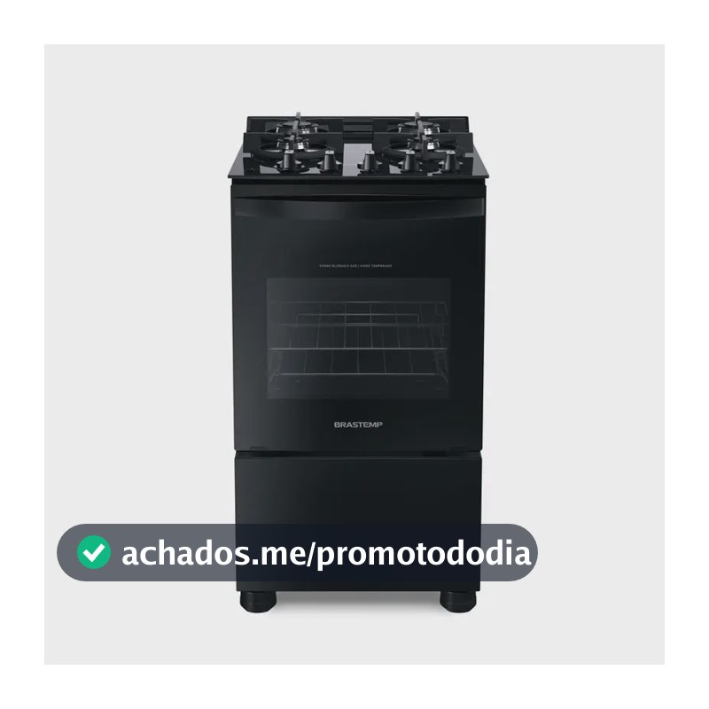 Fogão 4 Bocas Vidro Grade Dupla Bfo4vae Preto Brastemp