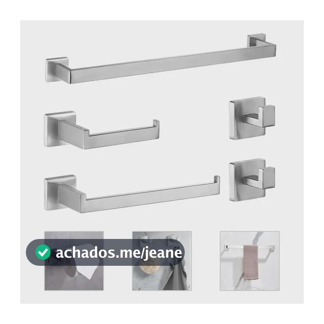 Kit 5 Peças Inox Banheiro Acessório Luxo Fosco Quadrado